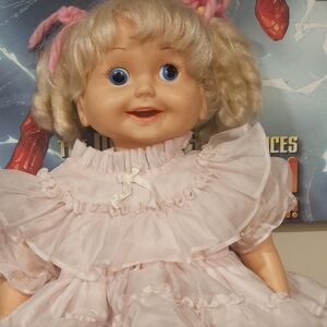 1986 Play Mates Doll Pink Ruffled Doll with Blonde Hair